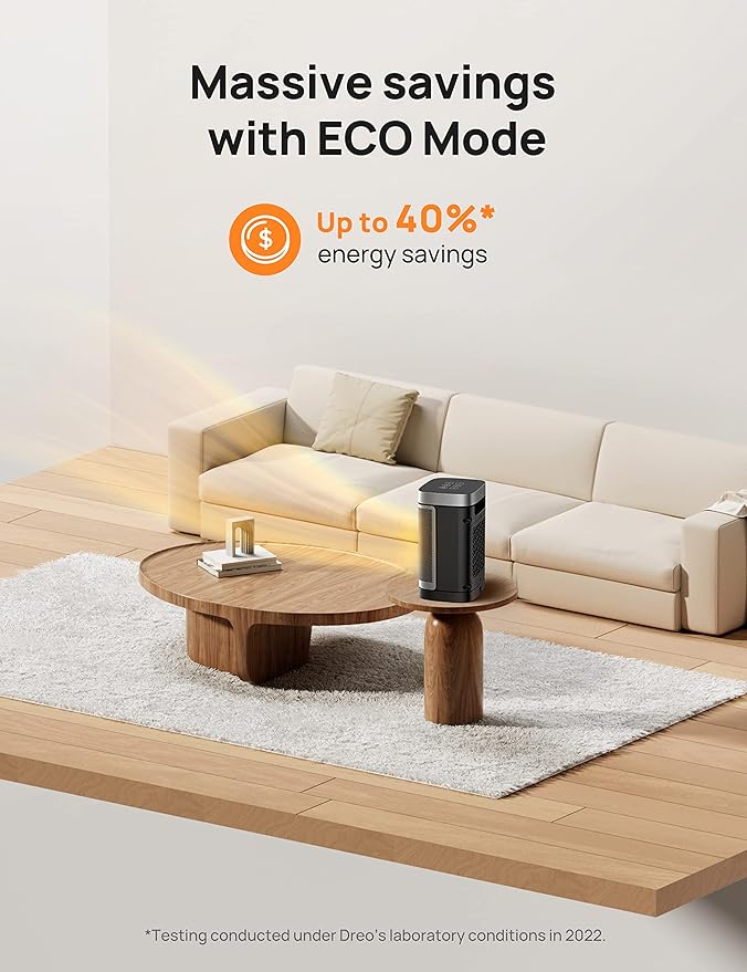 Dreo Space Heater, 1500W Portable Electric Heaters for Indoor Use, PTC Ceramic Heater for Office with Remote, Thermostat, 70°Oscillation, 12H Timer, 5 Modes, Safe Quiet Room Heater for Bedroom-Ruum Studio Home