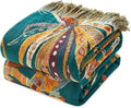 MSGKV Boho Throw Blanket for Bed Twin Size Cotton Muslin Breathable Floral Blanket 60"x80" Sofa Couch Blankets for All Seasons Lightweight Farmhouse Blankets Boho Home Decor-Ruum Studio Home
