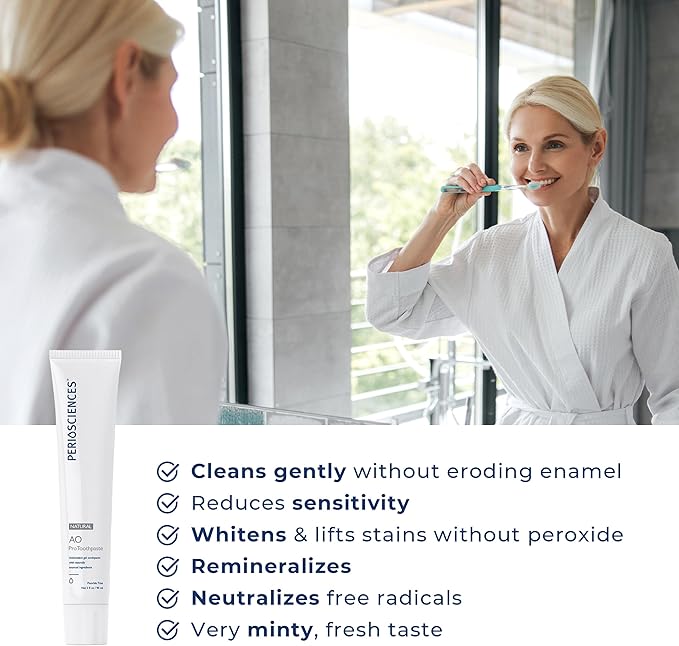PerioSciences AO Pro Natural Toothpaste with Nano Hydroxyapatite, Remineralizing, Fluoride Free, SLS Free, Gluten Free 3 fl oz / 90ml-Ruum Studio Home