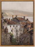 Floating Framed Vintage Canvas Wall Art, European Country Towns Wall Decor Oil Paintings Artwork, Rustic Farmhouse Posters Prints Pictures for Living Room Hallway Bedroom 8x10 inch-Ruum Studio Home