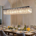 Rectangular Black Crystal Chandelier,10 Light Crystal Chandeliers for Dining Room, Rectangle Light Fixture for Kitchen Island L47''xW10''x H10''-Ruum Studio Home