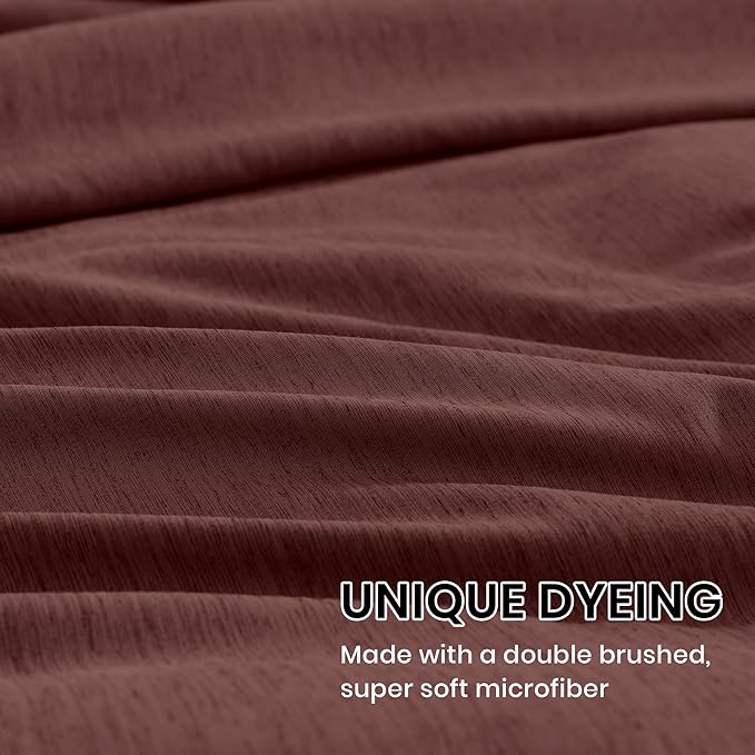 Monbix Queen Comforter Set - 7 Pieces Cationic Dyeing Dark Red Bed in a Bag Queen Bedding Sets with Comforter, Sheets, Pillowcases & Shams, Reversible Bedding Comforters Sets-Ruum Studio Home