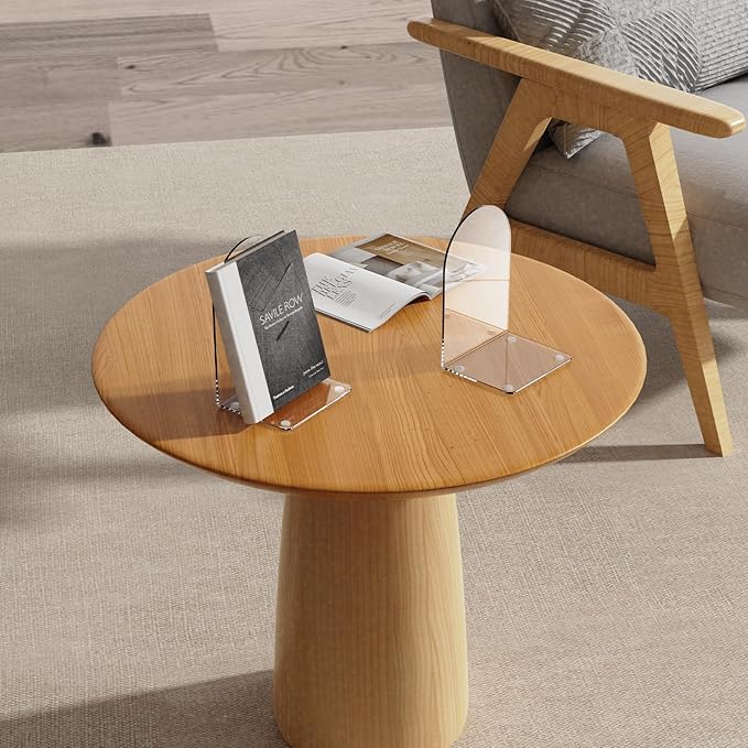 Lulonpon 4 Pieces Book Ends, Bookends, Books End for Shelves, Books End for Heavy Books, Clear Bookends, Acrylic Book Ends for School, Library,Desktop Organizer and Book Shelves-Ruum Studio Home