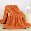 Admitrack Chunky Knit Blanket Throw, 100% Hand Knit Chenille Throw Blanket for Sofa & Home Decor, Soft and Cozy Knitted Throw Blankets (Orange, 51"x63")-Ruum Studio Home