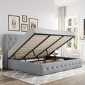 Allewie King Size Lift Up Storage Bed, Button Tufted Headboard with Wingback, Hydraulic Support, No Box Spring Needed, Light Grey-Ruum Studio Home
