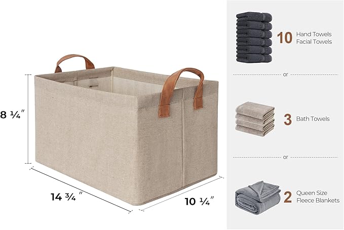 StorageWorks Storage Bins, Fabric Storage Bins for Shelves, Storage Baskets with Metal Frame, Closet Baskets and Bins with Handles, Brown and Beige, 2-Pack-Ruum Studio Home