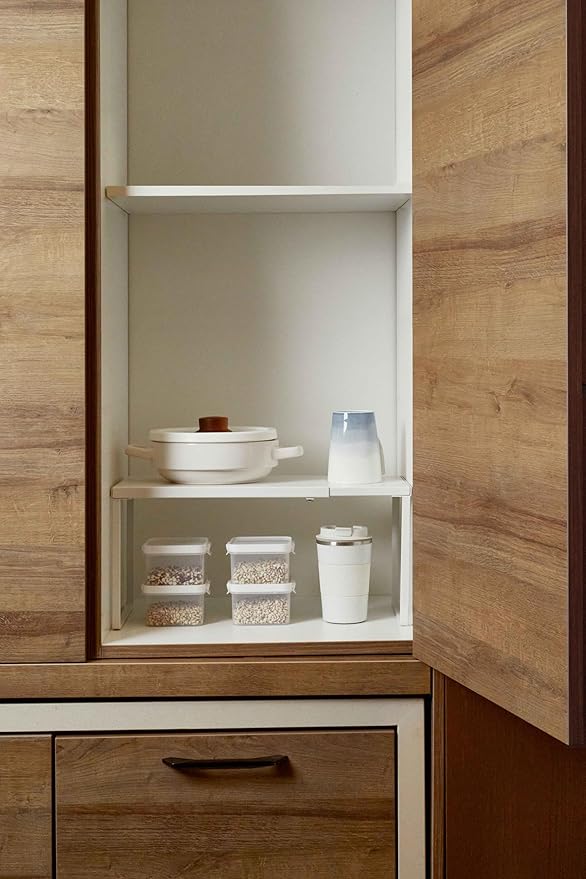 Nxconsu Cabinet Shelf Expandable Organizer Riser Rack for Kitchen Pantry Cupboard Under Sink Countertop Home Organization Extra Storage Space Saver Heavy Duty Metal Edgeless Design White Extra Large-Ruum Studio Home