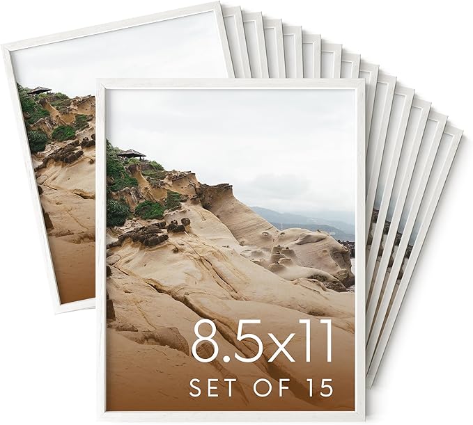 Haus and Hues 8.5x11 White Oak Wood Picture Frames Set of 15 - Premium Bulk Picture Frames 8.5x11 Bundle - Elegant Gallery Wall Frame Set for Posters, Art Display - Ideal for Wall Decor in Home &-Ruum Studio Home