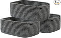 KALLAX Small Woven Basket, 13.5 x 9.5 x 5 Inches, Storage Basket for Organizing, Cute Small Rope Shelf Closet Cube Storage Bins Baskets for Shelves, Dog Toy Gift Baskets Empty, 3 Pack Mixed Black-Ruum Studio Home