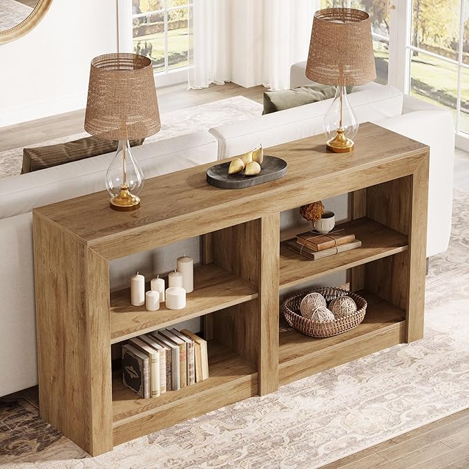 Tribesigns Farmhouse Console Table, Hallway Table for Entryway, Wood Console Behind Couch for Living Room, Hallway, Foyer, Oak-Ruum Studio Home