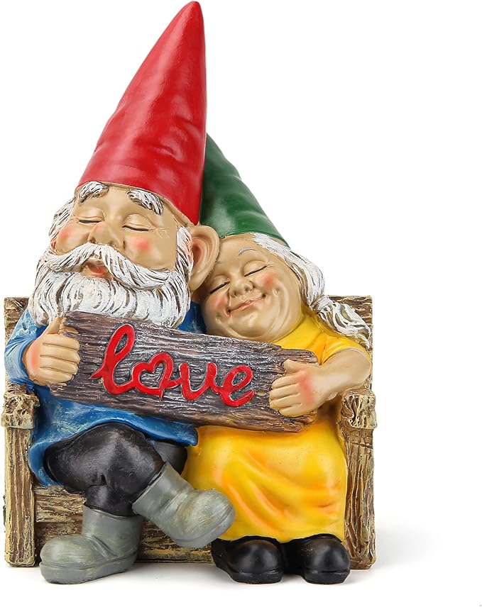 Garden gnome statue for outdoor decor,Couple in love gnomes figurine for patio lawn yard garden outdoor decoration,garden sculptures & statues,knome romantic indoor ornament forever lover gift-Ruum Studio Home