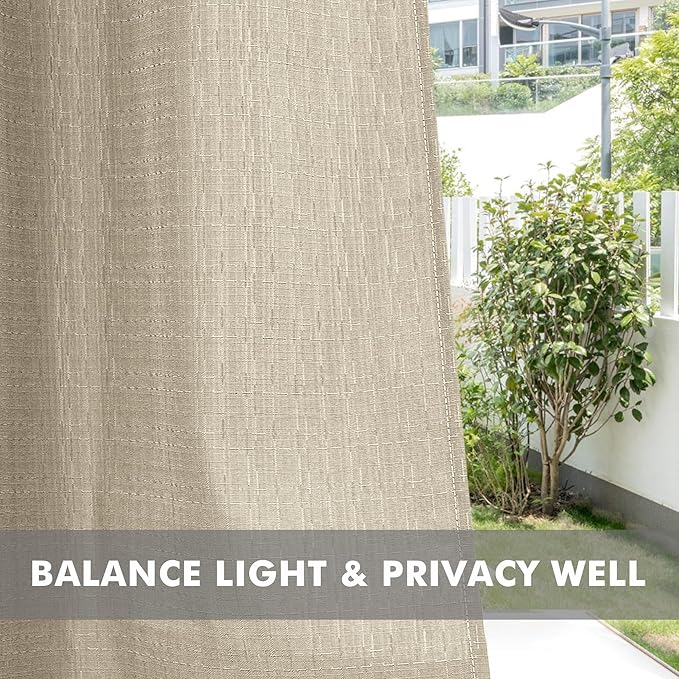 HolidayIdeas Linen Outdoor Curtains for Patio Waterproof-4 Panels Cream Outside Gazebo Curtains 54"x95"-Indoor/Outdoor Curtains Weighted Weatherproof, Privacy for Pergola, Porch, Cabana, Livingroom-Ruum Studio Home