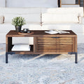 Bme Millie Coffee Tables for Living Room - Industrial Rustic - Two Drawers - Open Shelf - Rustic Scuffed Texture - Convenient Metal Handle and Sturdy Legs with Levelers - Easy Assembly - Chestnut-Ruum Studio Home