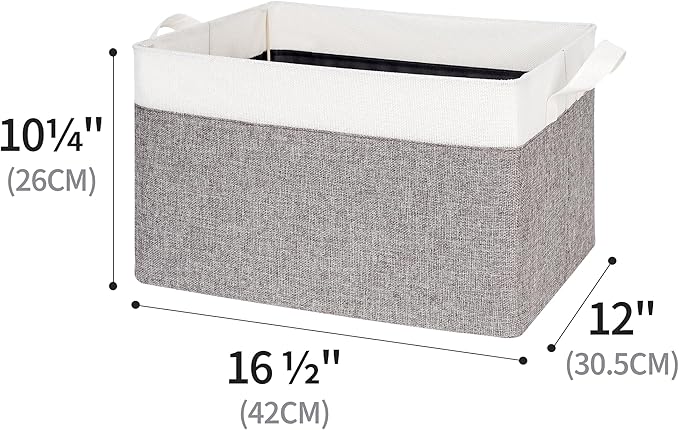 GRANNY SAYS Storage Baskets for Shelves, Closet Organizer Bins, Clothes Storage Bins with Metal Frame, Extra Large Baskets for Organizing and Storage, Collapsible, Gray&White, 2-Pack-Ruum Studio Home