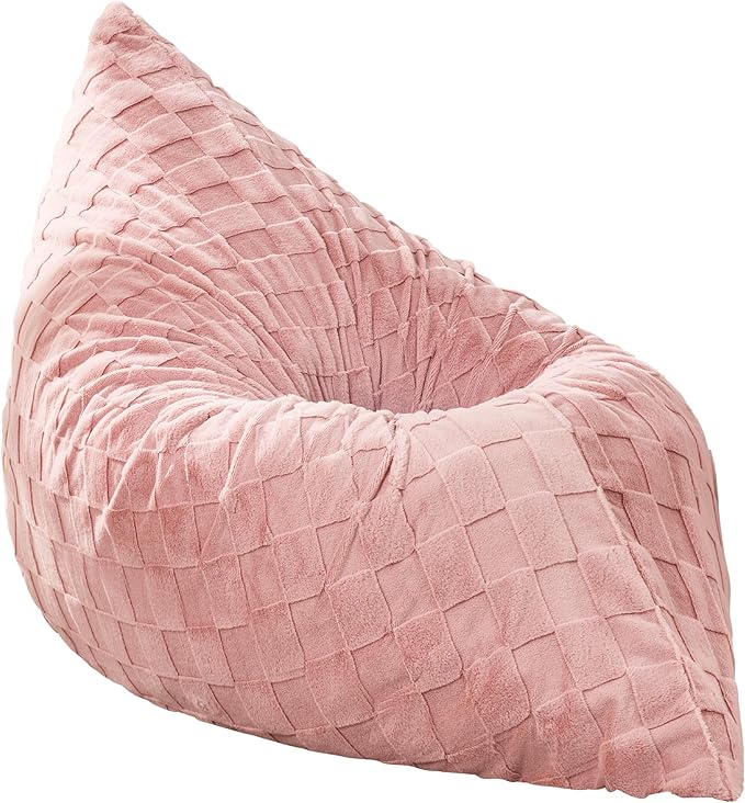 Hobestluk 3 in 1 Bean Bag Chair Giant Bean Bag Chairs for Adults with Plaid Cover Convertible Bean Bag Floor Cushion with Machine Washable Cover for Living Room (Plaid Pink)-Ruum Studio Home