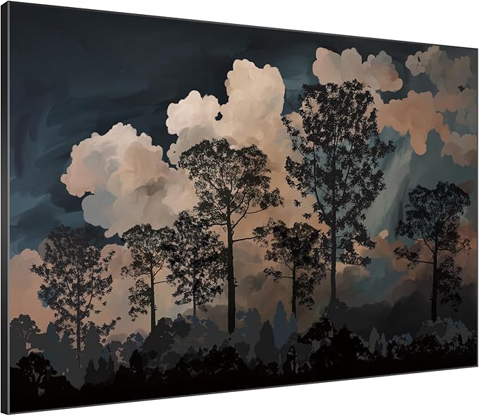 SIGNWIN 60"x72" Extra Large Framed Wall Art Silhouetted Trees at Dusk, Dramatic Forest and Cloudscape for Home Living Room Bedroom Decor (Frame Assembly Required)-Ruum Studio Home