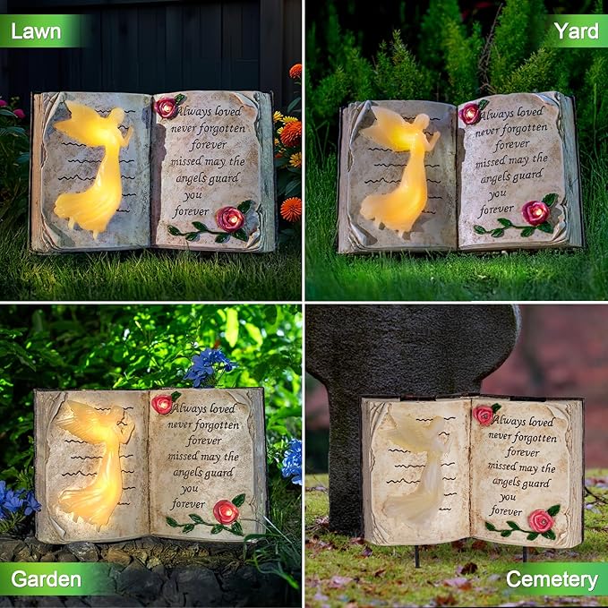 Outdoor Solar Angel Garden Stakes Lights, Waterproof Memorial Grave Decorations Gifts for Cemetery Outdoors Lawn Yard Home Patio Decor-Ruum Studio Home
