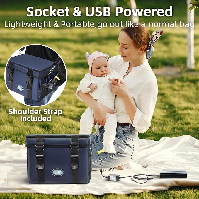 UV Sanitizer Box, 12L Ozone Portable Sanitizing and Cleaning Machine with 3-Level Timer, Foldable UV Cleaner Box for Phone, Toys, Mask, Towel, key, Ozone UV Box ﻿-Ruum Studio Home