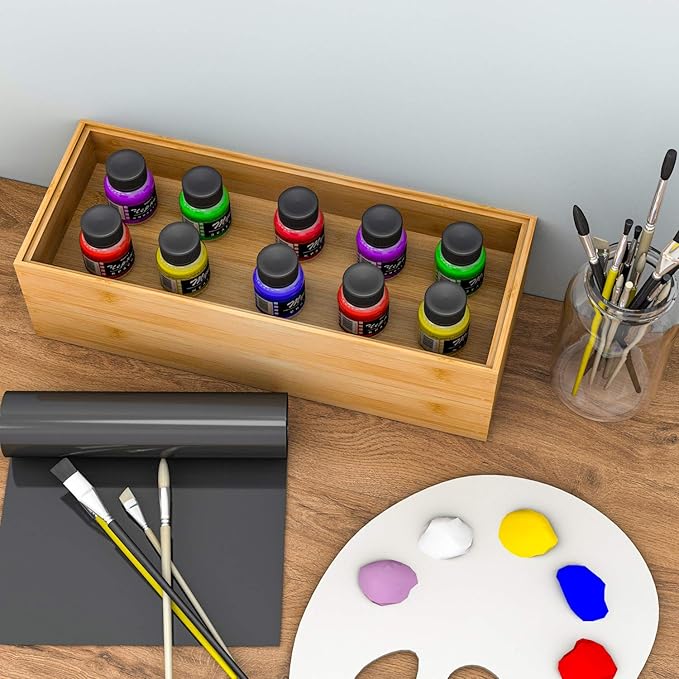 Drawer Organizer Storage Box Kitchen - Wood Stackable Tray Utensil Organizer for Office Drawers,Cabinets,Shelves,Pantry,or Bathroom Counter,Drawer Dividers for Silverware Set of 2（15x6x2.5inch）-Ruum Studio Home