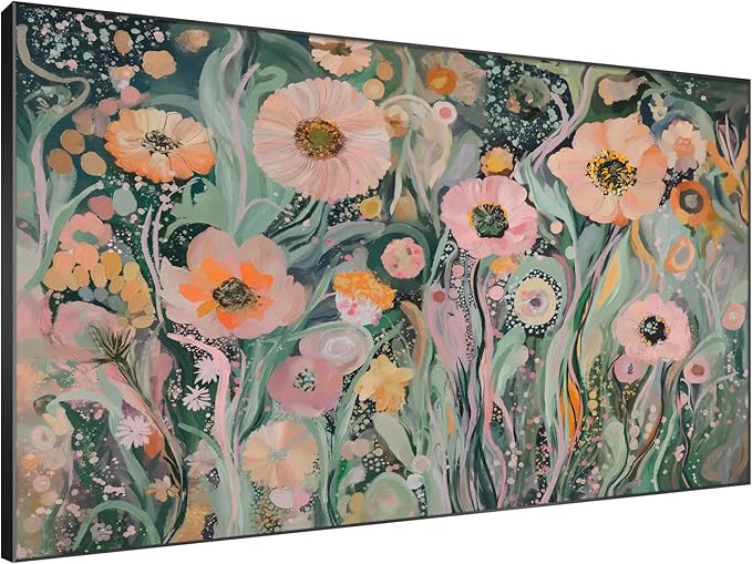 SIGNWIN 46"x72" Extra Large Framed Wall Art Whimsical Garden Bloom, Colorful Abstract Floral for Home Living Room Bedroom Decor (Frame Assembly Required)-Ruum Studio Home