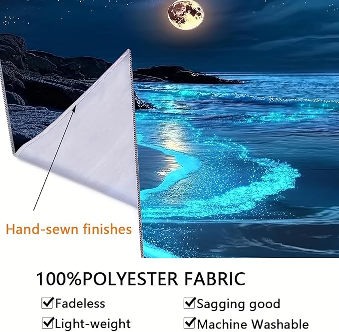 Nature Tapestry Forest Tree Sea Cave Wall Hanging, Stream Through Rainforest Landscape Wall Art Tapestry for Bedroom Living room (Blue Tears, 90"×70", Unframed)-Ruum Studio Home