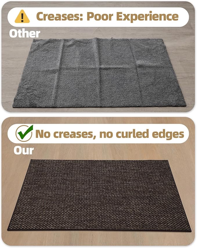 Color&Geometry Door Mat 17"x29", Front Door Mat Indoor Rugs for Entryway, Non Slip Washable Low-Profile Inside Doormat, Entry Mat Entry Rug Door Mats Indoor Entrance, Brown (Rolled-up NO Creases)-Ruum Studio Home