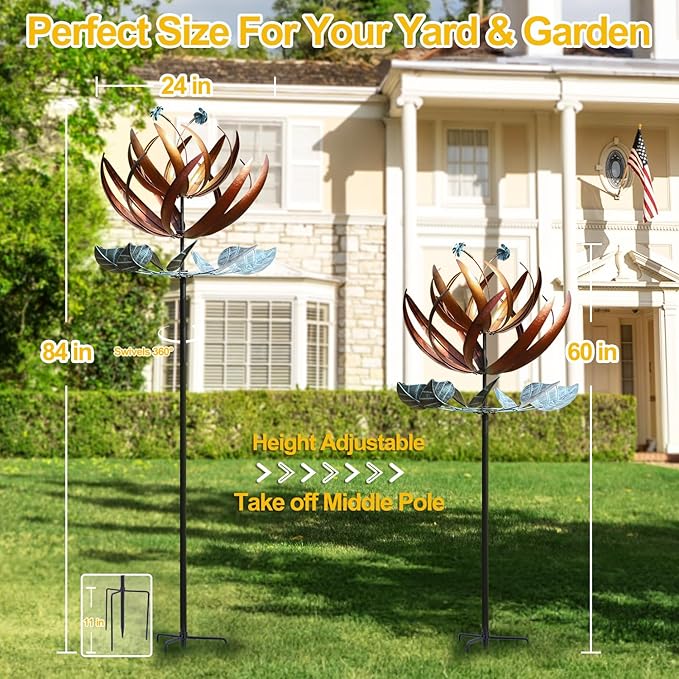 LimeHill Wind Spinner for Yard and Garden - Large Metal Kinetic Wind Sculptures for Outdoor Decorations (24 X 84 Inches)-Ruum Studio Home