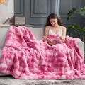 Cozy Bliss Faux Fur Throw Blanket for Couch, Fuzzy Soft Plush Thick Bubble Blanket for Sofa Bedroom Living Room, 60 * 80 Inches Tie Dye Pink-Ruum Studio Home