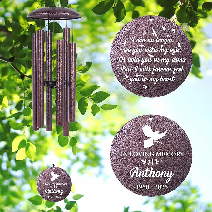 ASTARIN Large Engraving Wind Chime Memorial, Personalized Windchimes in Memory of a Loved One, Loss of Mother Lover Sympathy Gifts, Remembrance Gift for Loss Wife Husband(Produced in USA)-Ruum Studio Home