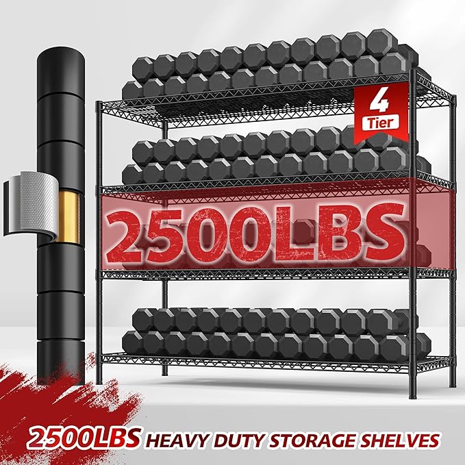 REIBII 75.6" H Storage Shelves Wire Shelving Unit with Wheels 2500LBS Garage Shelving Heavy Duty Metal Shelves for Storage Rack Adjustable Pantry Shelf Commercial Shelving, 75.6" H X 55.5''W X 24" D-Ruum Studio Home