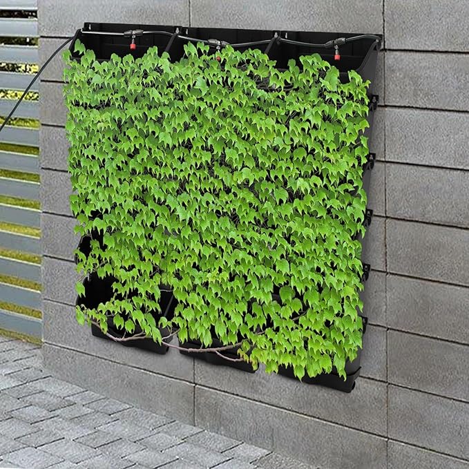 18 Pots Self-Watering Wall-Mounted Planter, 39.4”L x 39.4”H Vertical Wall Planter Self Watering Stackable Planters Vertical Garden Wall Garden Planter Outdoor Indoor for Herbs Flowers Strawberries-Ruum Studio Home