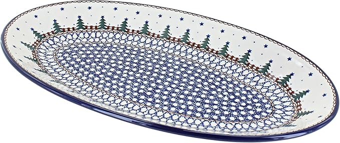 Blue Rose Polish Pottery Rustic Pines Oval Platter-Ruum Studio Home