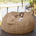 Big Huge Giant Bean Bag Chair for Adults, (No Filler) Bean Bag Chairs in Multiple Sizes and Colors Giant Foam-Filling Required- Machine Washable Covers, Double Stitched Seams (Khaki,6FT)-Ruum Studio Home
