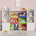 Xilingol Kids Toy Storage Organizer W/8 Removable Toy Bins, 4-Tier Toy Organizers W/6 Storage Cubbies, Kid Bookshelf and Toy Storage for Playroom, Bedroom, Kids Room, Classroom-Ruum Studio Home