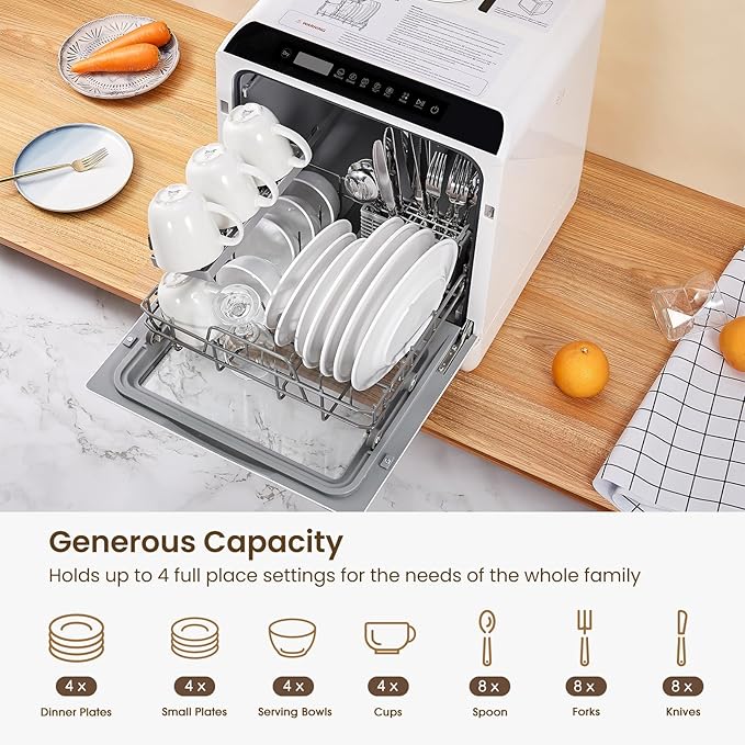 HAVA Countertop Dishwasher, 6 Programs Portable Dishwashers with 5L Built-in Water Tank, No Hookup Needed, Baby Care & Air-Drying Function for Apartments and RVs-Ruum Studio Home