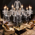 LIUMANG Modern Elegant 10 Lights K9 Crystal Glass Chandelier Pendant Ceiling Lighting European Style for Dining Living Room Bedroom Transparent, 10 E12 Bulbs Required-Ruum Studio Home