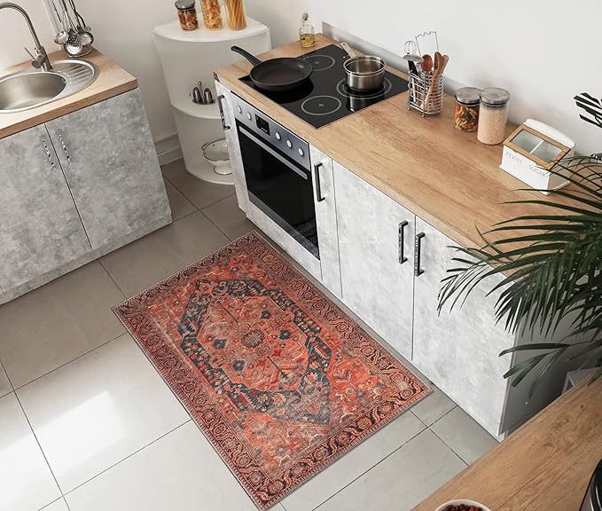 Keen Home Design 2x3 Rug - Machine Washable Entry Rug with Non-Slip Backing, Ideal for Enteryway, Kitchen, Bathroom, Laundry Room - Vintage, Easy Clean, Durable, Low Pile Rug - (2' x 3')-Ruum Studio Home