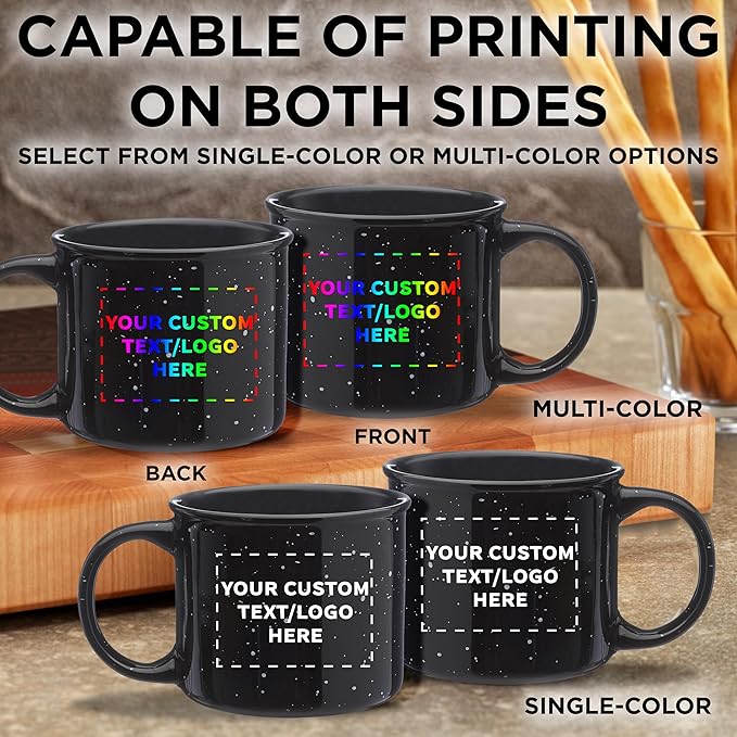 DISCOUNT PROMOS Custom Ceramic Campfire Coffee Mugs 13 oz. Set of 1, Personalized Bulk Pack - Perfect for Tea, Espresso, Cappuccino, Hot Cocoa - Black-Ruum Studio Home