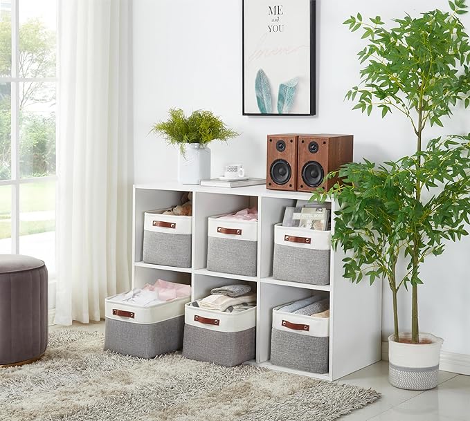 DECOMOMO Storage Baskets for Shelves - Fabric Closet Organizers and Storage Bins, Perfect Baskets for Organizing Closet Toys Nursery (Grey and White, XL - 3 Pack)-Ruum Studio Home