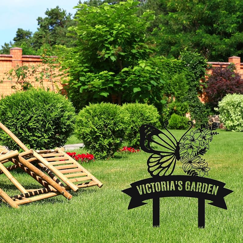 Personalized Metal Garden Sign with Stake, Custom Garden Decor for Outdoor, Custom Family Name Sign, Patio Decorations, Lawn Art, Farmhouse Decorative, Housewarming Gift (CstmDesign7)-Ruum Studio Home
