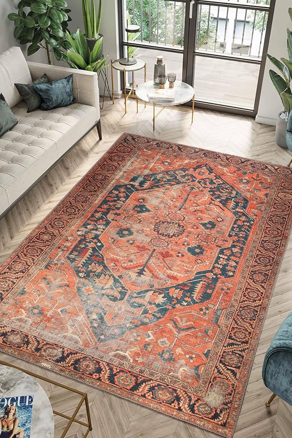 Keen Home Design 3x5 Rug - Machine Washable Entry Rug with Non-Slip Backing, Ideal for Enteryway, Kitchen, Bathroom, Laundry Room - Vintage, Easy Clean, Durable, Low Pile Rug - (3' x 5')-Ruum Studio Home