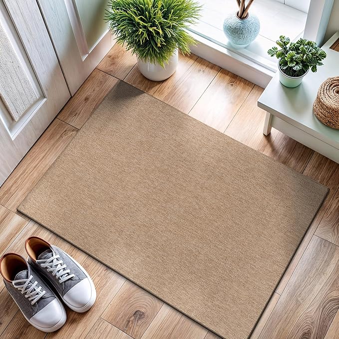 CAMILSON Easy Jute Rug 2x3, Indoor Outdoor Natural Color Fiber Area Rugs for Living Room and Kitchen Rug, Solid Boho Woven Design, Easy-Cleaning, Washable Outside Carpet Alfombras (2 x 3)-Ruum Studio Home