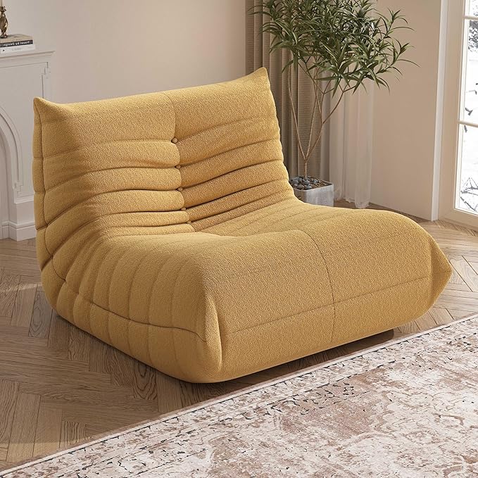 Bean Bag Chair, Memory Foam Bean Bag Sofa Large Bean Bag Chair for Adults, Bean Bag Chairs for Teens with High Density Comfortable Foam, Bean Bag for Living Room, Bedroom (Yellow)-Ruum Studio Home