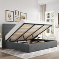 Allewie King Size Lift Up Storage Bed, Modern Wingback Headboard, Hydraulic Support, No Box Spring Needed, Dark Grey-Ruum Studio Home