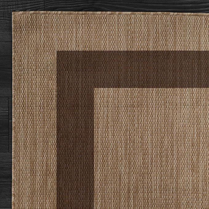 CAMILSON Outdoor Rug 10x14 - Large Modern Outside Rugs for Patios Porches Waterproof Durable Washable Non-Shedding, Easy-to-Clean Indoor Outdoor Area Carpet (10 x 14, Bordered - Jute)-Ruum Studio Home