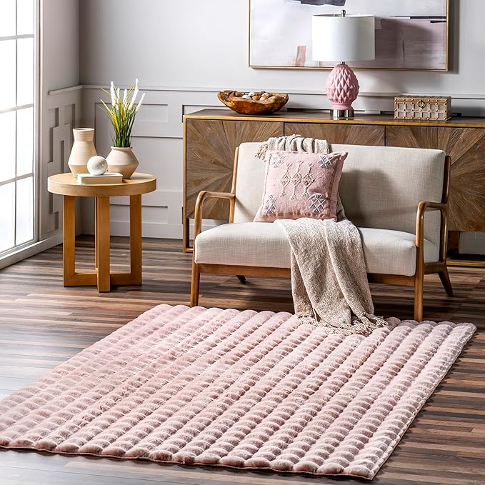 nuLOOM 5' x 8' Cozy Plush Area Rug, Machine Washable, Non-Slip, Soft Fluffy Shag Carpet for Living Room Bedroom Kids Room Nursery Home Decor, Jeni Blush-Ruum Studio Home