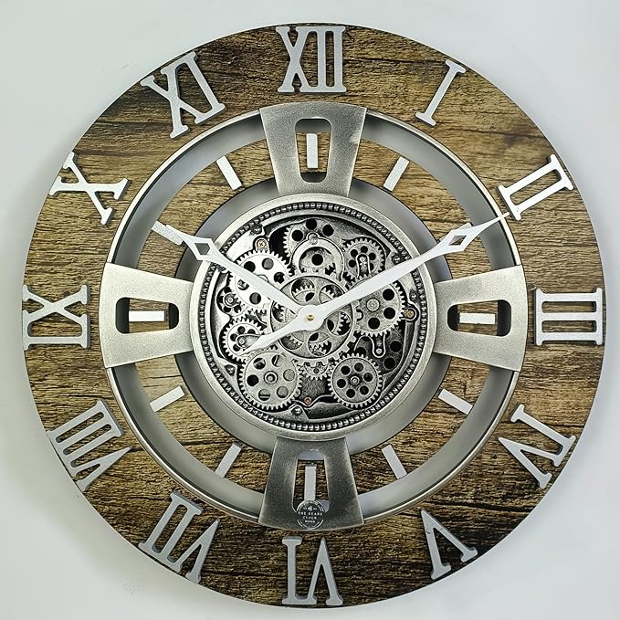 The Gears Clock Real Moving Gear Wall Clock England Line (Gold Antique, 24 inches (60 cm))-Ruum Studio Home