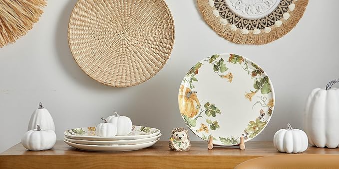 Bico Woodland Critters Dinner Plates Set of 4, 11 Inch Large Ceramic Plates for Pasta, Steak, Stylish Serving Dishes, Microwave and Dishwasher Safe, Gift for Housewarming and Thanksgiving-Ruum Studio Home