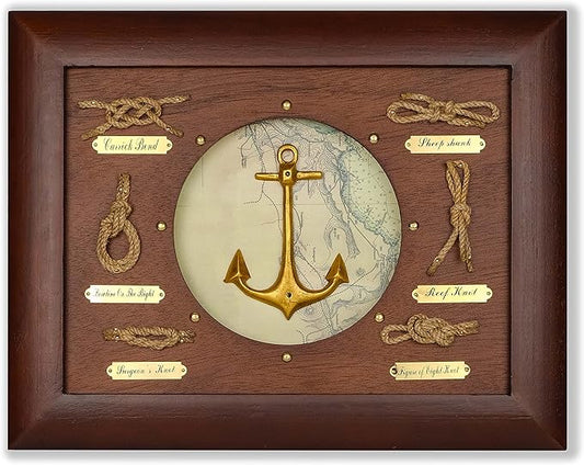 SAILINGSTORY Nautical Wall Decor Knot Board Frame Maritime Decor Coastal Anchor Decor-Ruum Studio Home