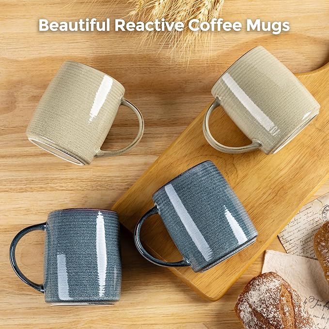 GBHOME Large Ceramic Coffee Mugs Set of 6, 18oz Handmade Stoneware Coffee Mugs Set for Latte/Cappuccino/Hot Cocoa, Dishwasher & Microwave Safe, Multi-Color-Ruum Studio Home